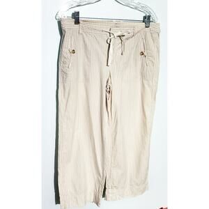 GAP Vintage Cotton Capris Size 8 Tan White Stripe Sustainable Preppy Y2K Hipster